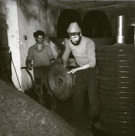Fine anni 60 – Antonio Angelo Corrias e un collaboratore intenti nella pulizia dei fiscoli